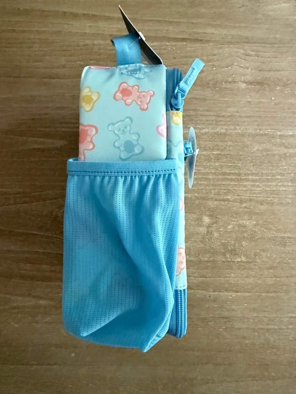 Fulton Bag Co. Upright Zippered Lunch Bag Kid Light blue pastel Gummy bears NEW